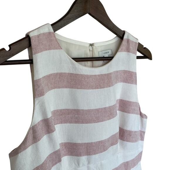 J Crew Dress 2 Stripe Basket-Weave Dress A6314 Red Ivory Size 10 - Picture 2 of 4